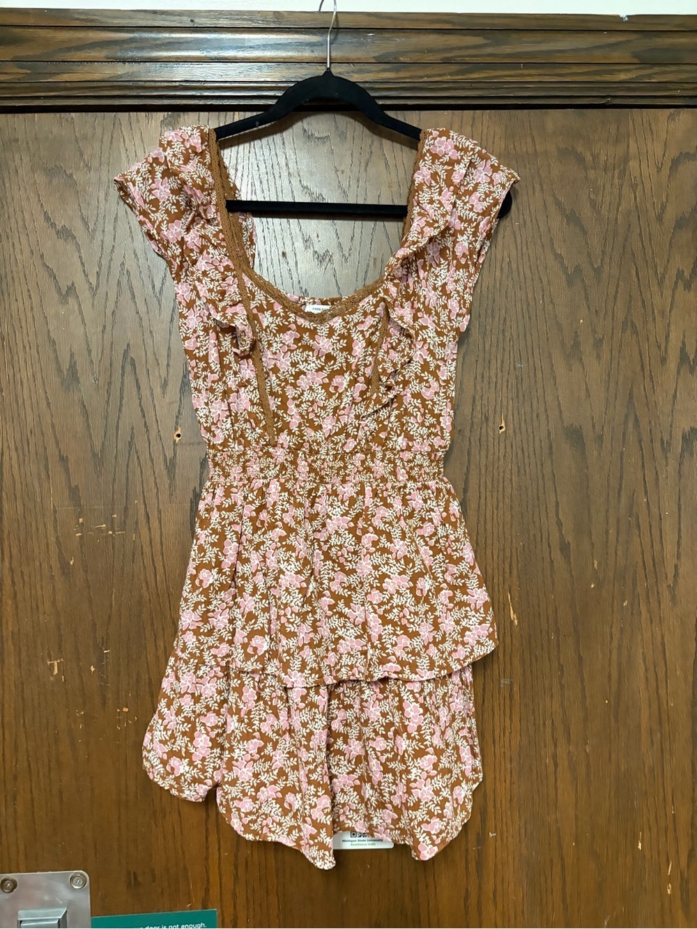 American eagle boho summer shirt bohemian ruffle floral tiered dress mini sz xs